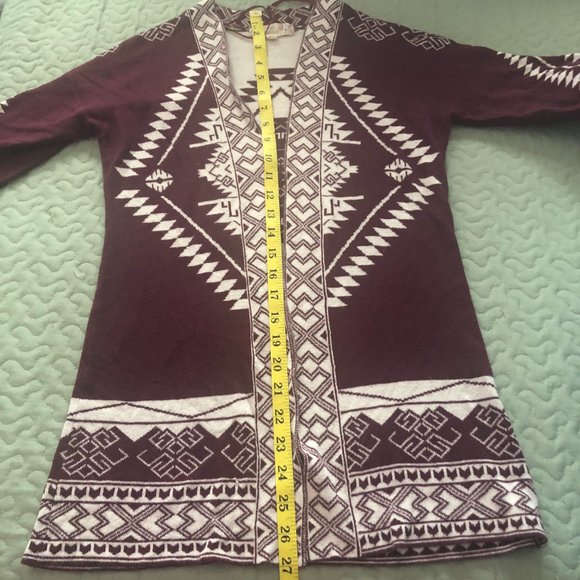 Pink Republic Burgundy/cream Aztec design Sweater Size S - Picture 8 of 11